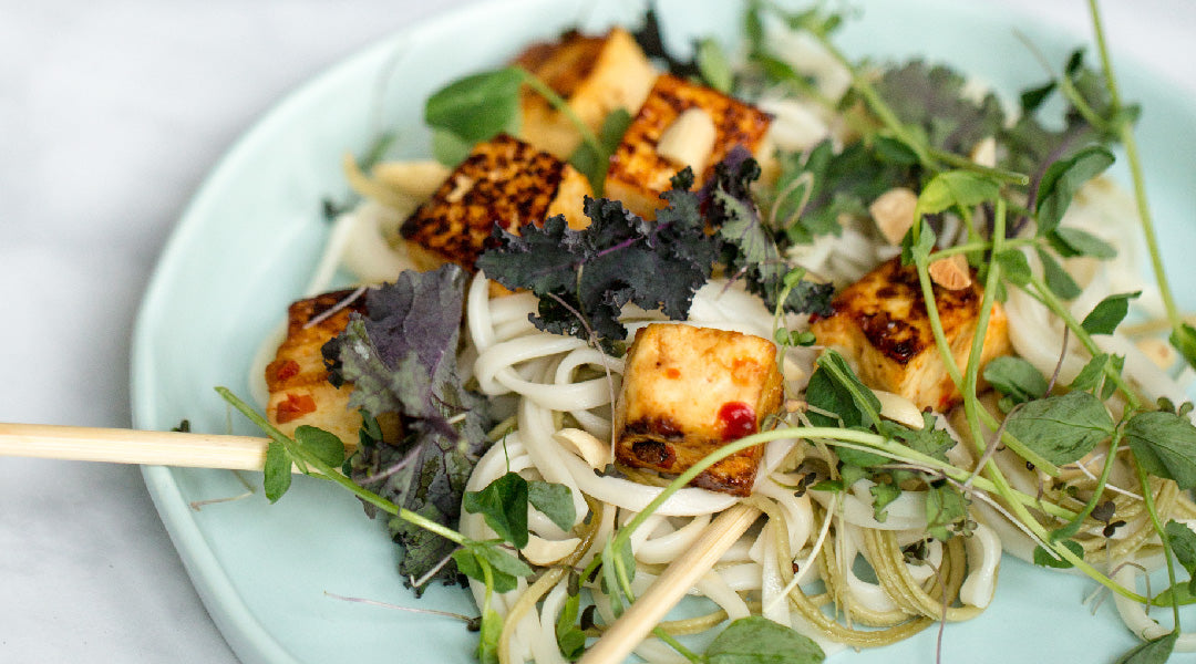 Baked Chilli Tofu with Kale and Noodles (Ve)