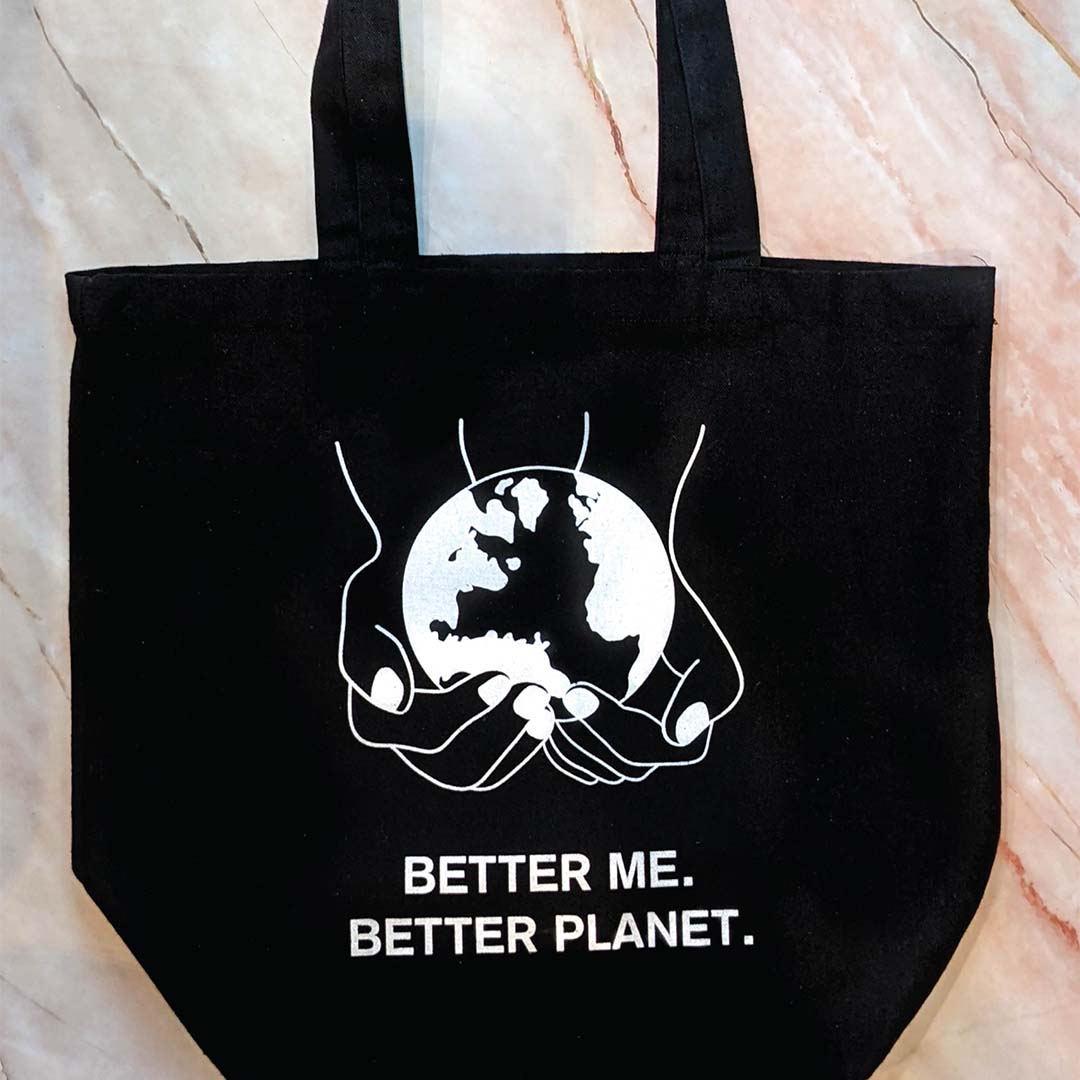 Bolsa de lona con la frase Better Planet